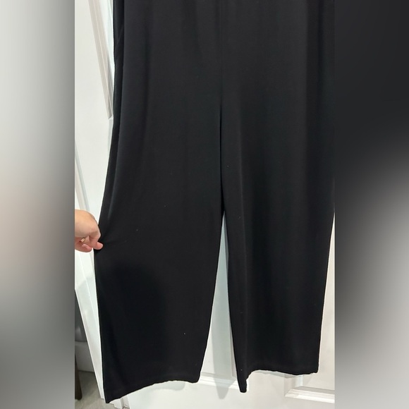 EILEEN FISHER Jumpsuit M Viscose Stretch Jersey Mock Neck Sleeveless Crop Black - Picture 4 of 11